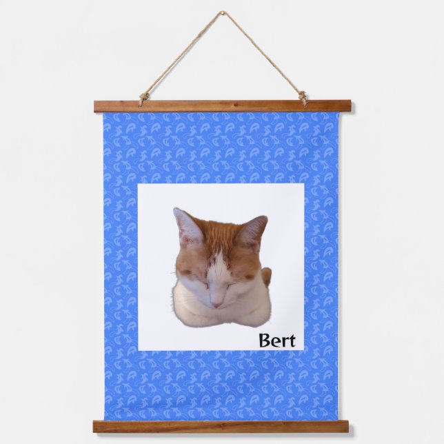 Custom Photo and Name Japanese Scroll Wandteppich Mit Holzrahmen (Vorderseite)