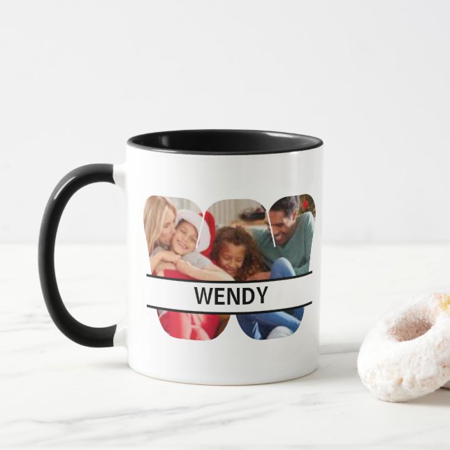 Custom Photo and Name Letter 'W' Tasse (Mit Donut)