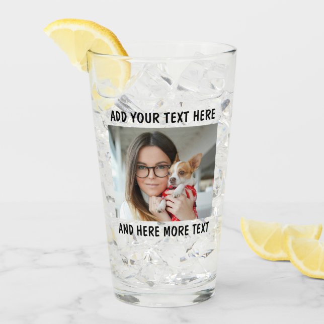Custom Photo and Text Glass Cup Glas (Vorderseite Ice)