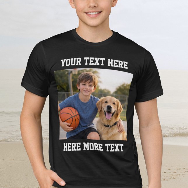 Custom Photo and Text Or Name Bold Sporty T-Shirt (Von Creator hochgeladen)