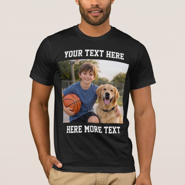 Custom Photo and Text Or Name Bold Sporty  T-Shirt (Vorderseite)