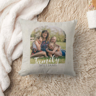 custom photo and text pale taupe minimalist kissen