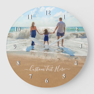 Custom Photo and Text Wall Clock - Your Own Design Große Wanduhr