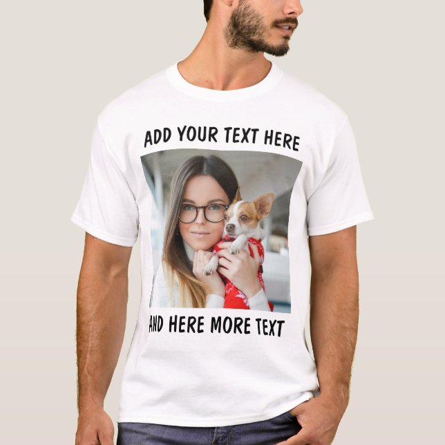Custom Photo and Text White T-Shirt (Vorderseite)