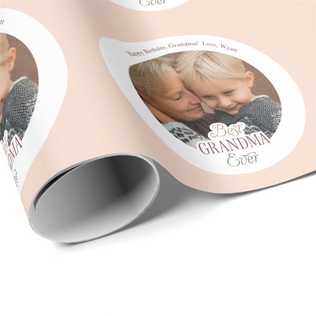 Custom Photo Best Grandma Ever Geschenkpapier (Rolleneckpunkt)