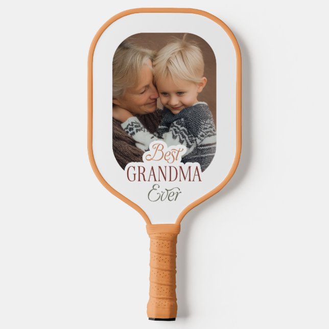 Custom Photo Best Grandma Ever Pickleball Schläger (Rückseite)