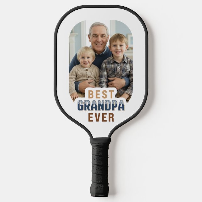 Custom Photo Best Grandpa Ever Pickleball Schläger (Rückseite)
