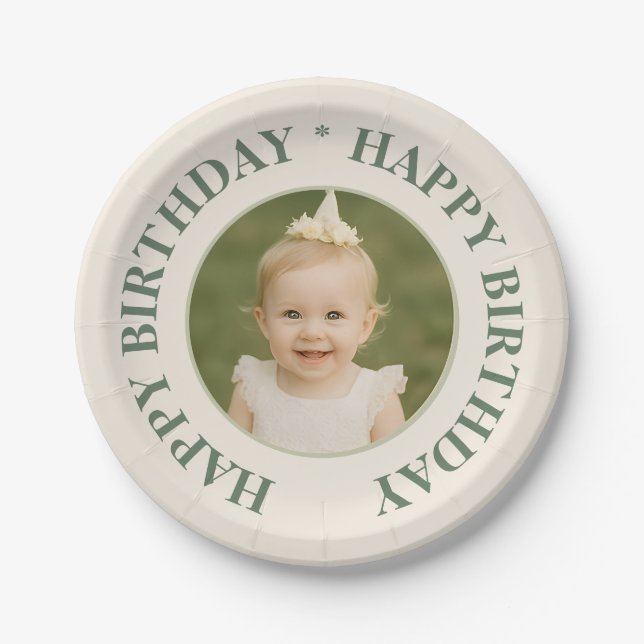 Custom Photo Birthday Sticker -Personal Invitation Pappteller (Vorderseite)