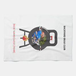 Custom Photo Black Kettlebell BBQ Dad Grill Badge Geschirrtuch