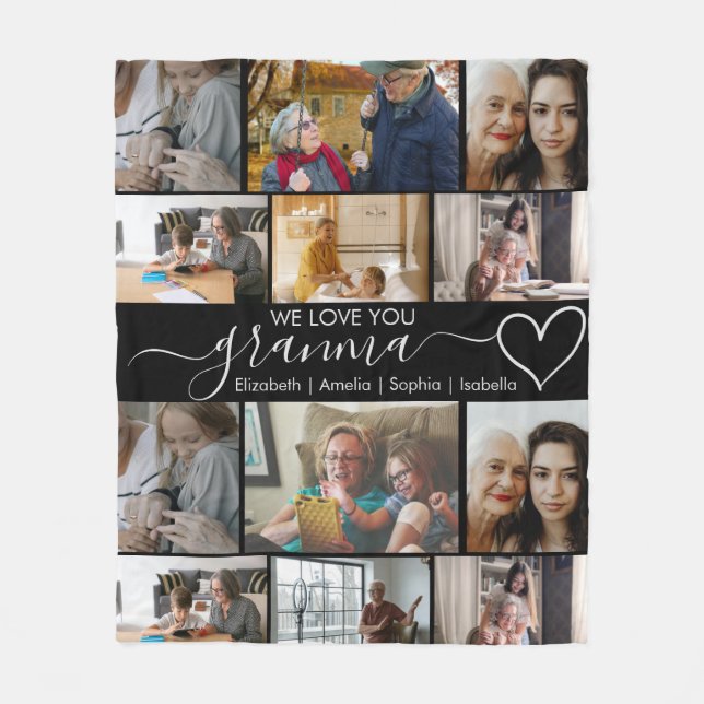 Custom Photo Blanket for Grandma Gift Fleecedecke (Vorderseite)