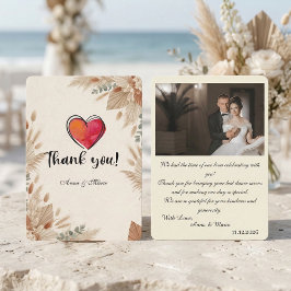Custom Photo Boho Terracotta Wedding Dankeskarte