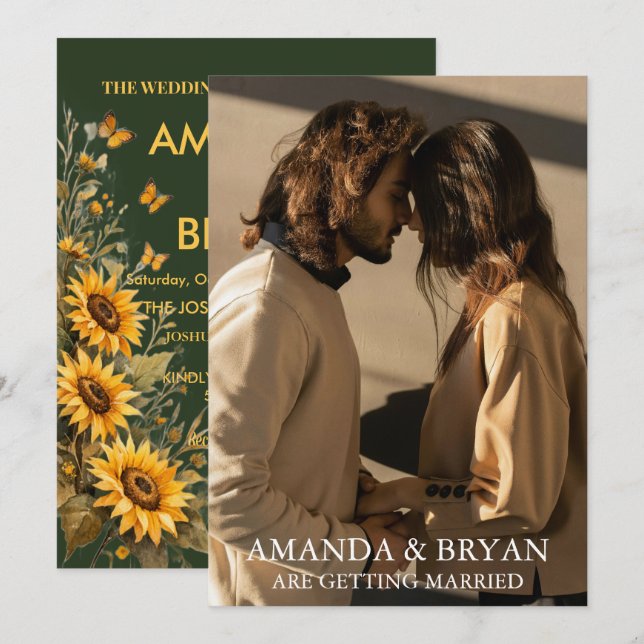 Custom Photo Boho Wedding Invites  Einladung (Vorne/Hinten)