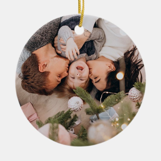 Custom Photo Christmas  Keramik Ornament (Vorne)