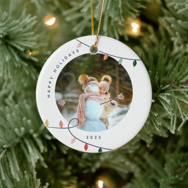 Custom Photo Christmas Ornament with Lights (Baum)