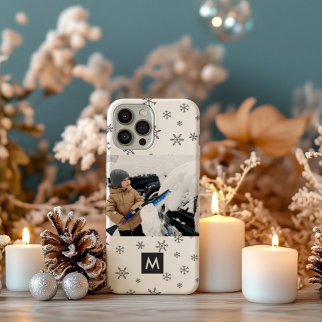 Custom Photo Christmas Snowflakes Monogram Case-Mate iPhone Hülle (Von Creator hochgeladen)