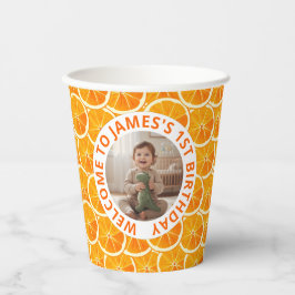 Custom Photo & Citrus Birthday Pappbecher