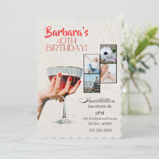 Custom Photo Cocktail  40th Birthday Invitation Save The Date