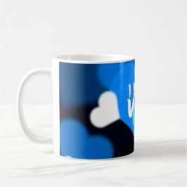Custom Photo Coffee Mug with Blue Heart Design Kaffeetasse