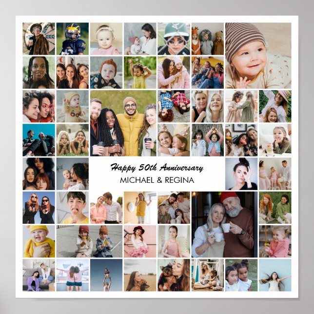 Custom Photo Collage 50 Picture 50th Anniversary Poster (Vorne)