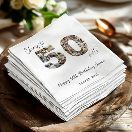 Custom Photo Collage 50th Birthday Party Napkins  Serviette