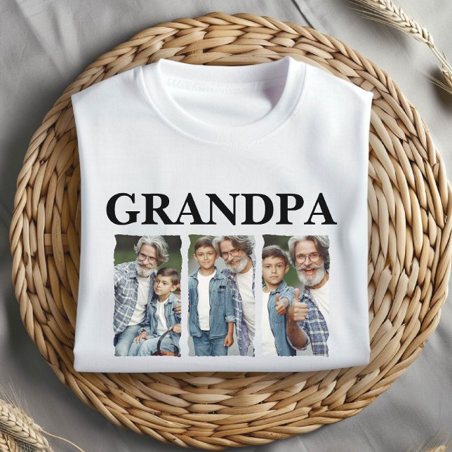 Custom Photo Collage Grandpa – Personalized Gift T-Shirt (Von Creator hochgeladen)