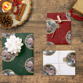 custom photo collage Merry Christmas bauble Geschenkpapier Set