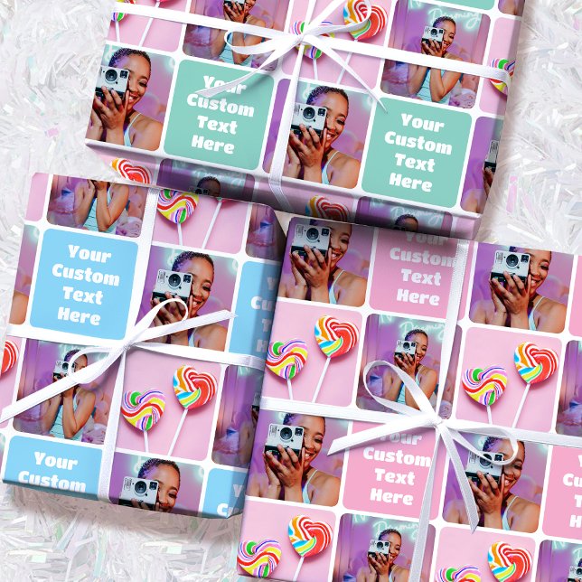 Custom Photo Collage Modern Retro 3 Set Geschenkpapier Set (Von Creator hochgeladen)