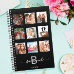Custom photo collage monogram black modern 2024 planer<br><div class="desc">Make your own unique family photo collage as a gift or for yourself. Use four, 9 of your favorite photos of your family, friends, dream travel destination or pet! Personalize and add a name and your monogram letter. The name is written with a modern hand lettered style script with swashes....</div>