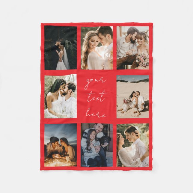 Custom Photo Collage Personalized Picture Romantic Fleecedecke (Vorderseite)
