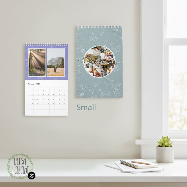 Custom photo collage Rose Line Art 2026 Kalender (Custom photo collage Rose Line Art 2026 Calendar)