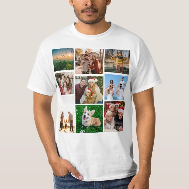 Custom Photo Collage Shirt, Custom 9 Photos   T-Shirt (Vorderseite)