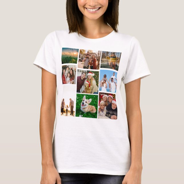Custom Photo Collage Shirt, Custom 9 Photos   T-Shirt (Vorderseite)