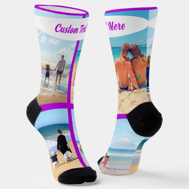 Custom Photo Collage Socks Personalized Text Socken (Gewinkelt)