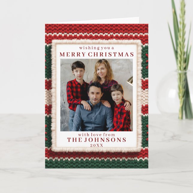 Custom Photo Cozy Knitted Sweater Frame Greeting Karte (Vorderseite)