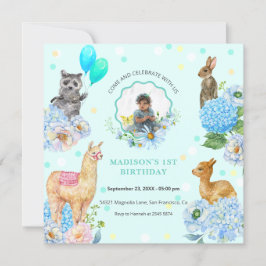 Custom Photo Cute Animals Birthday Invitation Einladung