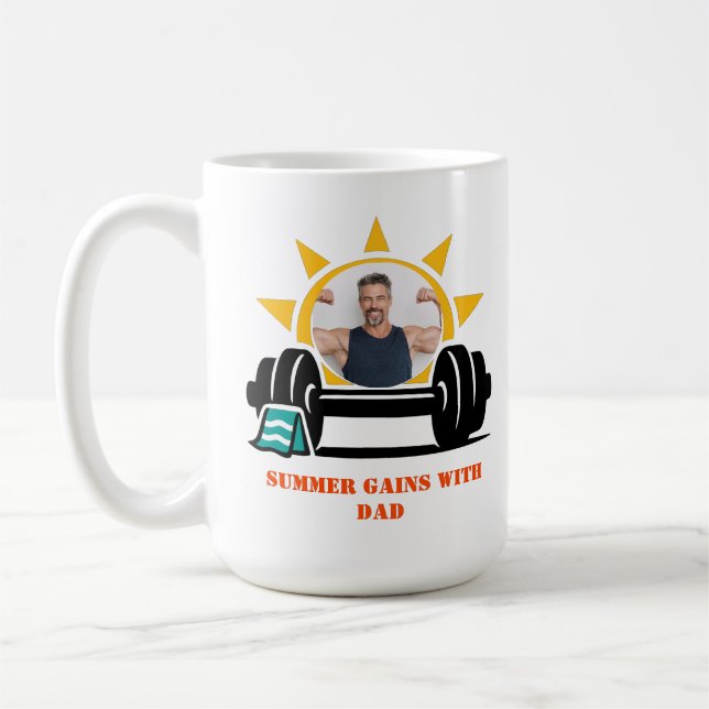 Custom photo Dad's Summer Barbell Father's Day Kaffeetasse (Links)