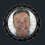 Custom Photo Dartboard & Text - BLACK Surround Dartscheibe<br><div class="desc">Custom Photo Dartboard template with personalized text and BLACK round photo framing surround (other color surrounds available in store). Your face on a dartboard. One click personalize upper and lower text plus replace image, or full customization via Edit Screen. Regulation size with metal frame and 6 brass darts (Stars and...</div>