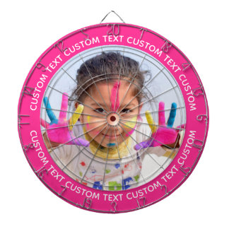 Custom Photo Dartboard & Text - PINK Surround Dartscheibe