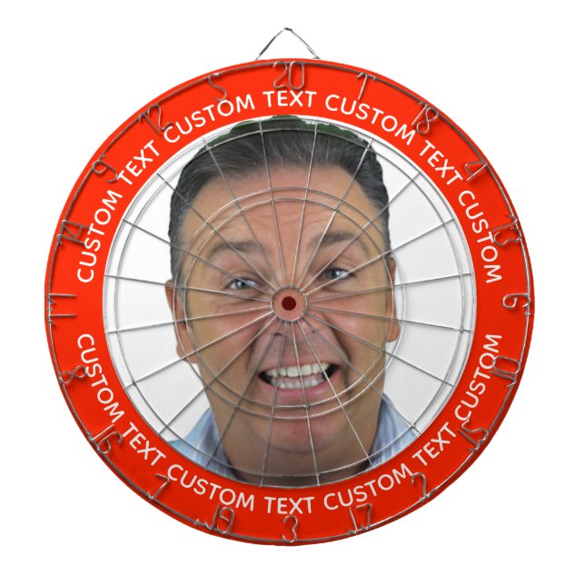 Custom Photo Dartboard & Text - RED Surround Dartscheibe (vorne)
