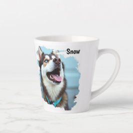 Custom Photo Dog Husky Name Blue Latte Mug Milchtasse