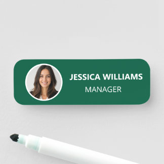 Custom Photo Employee Magnetic Safety Pin Green Namensschild