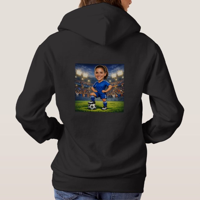 Custom Photo-Face Soccer/Football Star Caricature Hoodie (Rückseite)