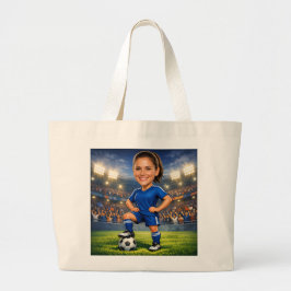 Custom Photo-Face Soccer/Football Star Caricature  Jumbo Stoffbeutel