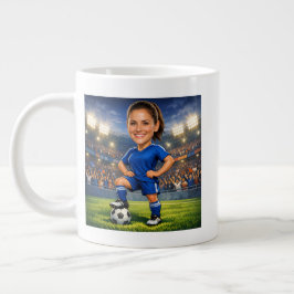 Custom Photo-Face Soccer/Football Star Caricature Jumbo-Tasse