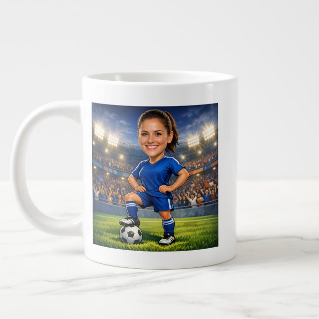 Custom Photo-Face Soccer/Football Star Caricature Jumbo-Tasse (Links)