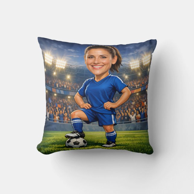 Custom Photo-Face Soccer/Football Star Caricature Kissen (Vorderseite)