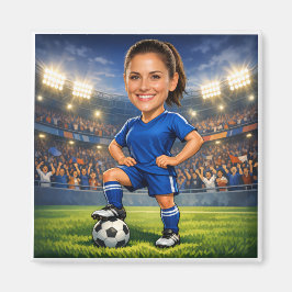 Custom Photo-Face Soccer/Football Star Caricature Magnet