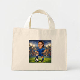Custom Photo-Face Soccer/Football Star Caricature  Mini Stoffbeutel