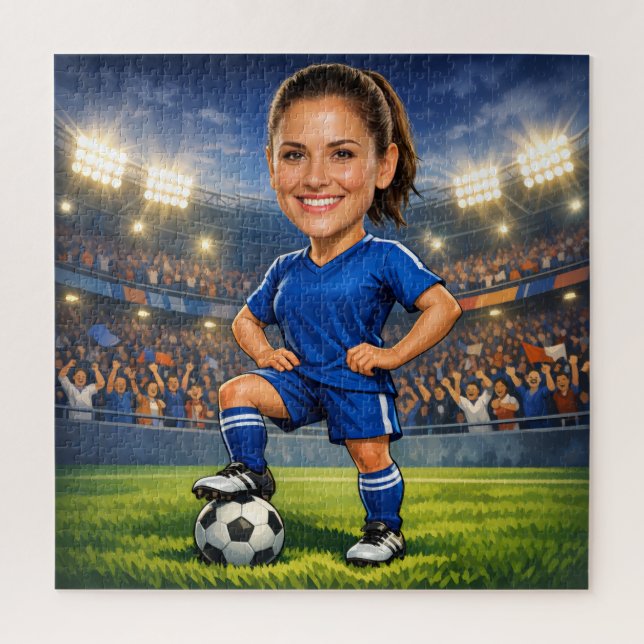 Custom Photo-Face Soccer/Football Star Caricature Puzzle (Vertikal)