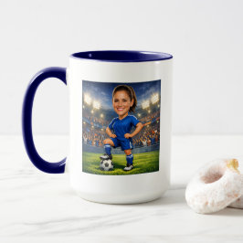 Custom Photo-Face Soccer/Football Star Caricature Tasse
